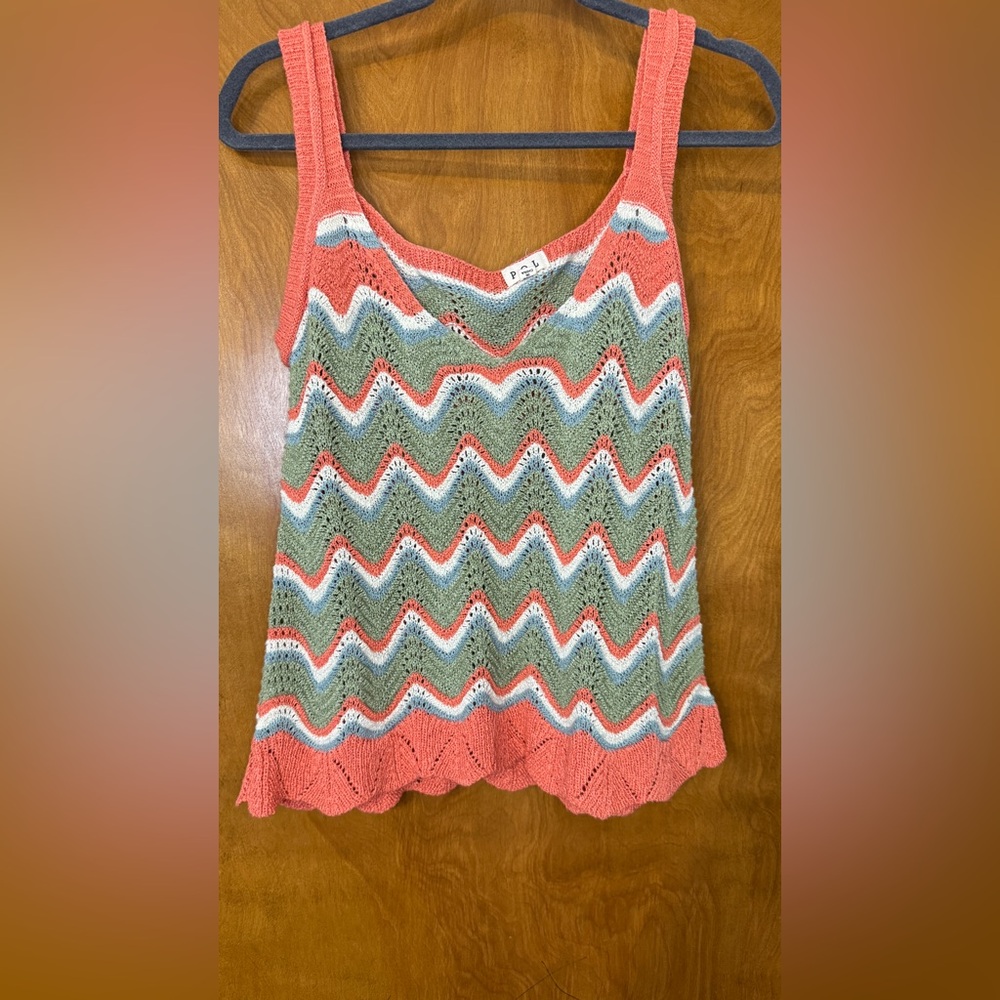 POL Multicolor Chevron Knit Tank Top
